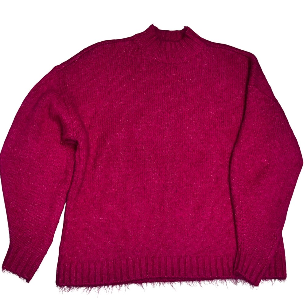 PISTOLA Revolve Carlen Mock Neck Sweater Fuchsia Over Sized Sz S Alpaca Wool $74
